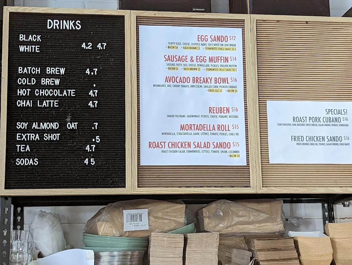 Menu, Community Coffee Co