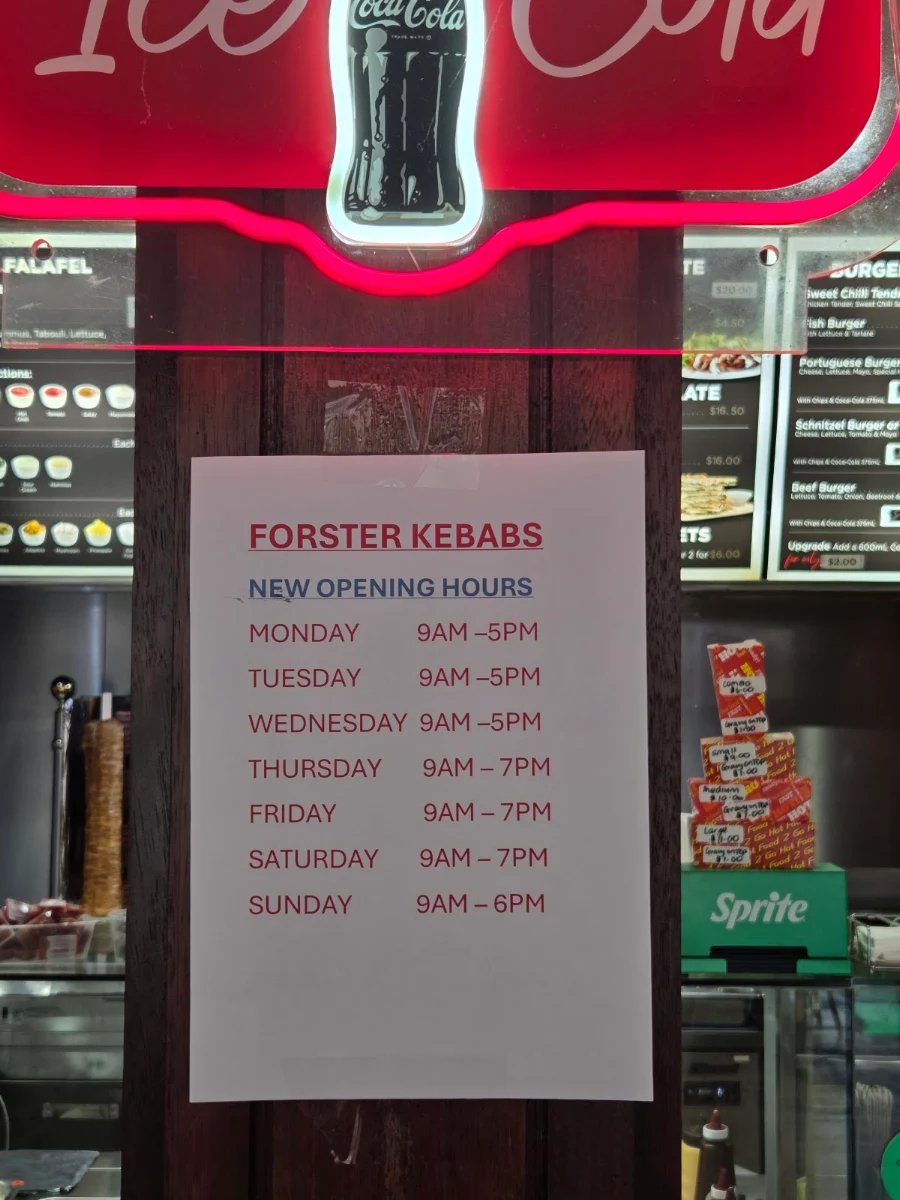 Menu, Forster Kebabs
