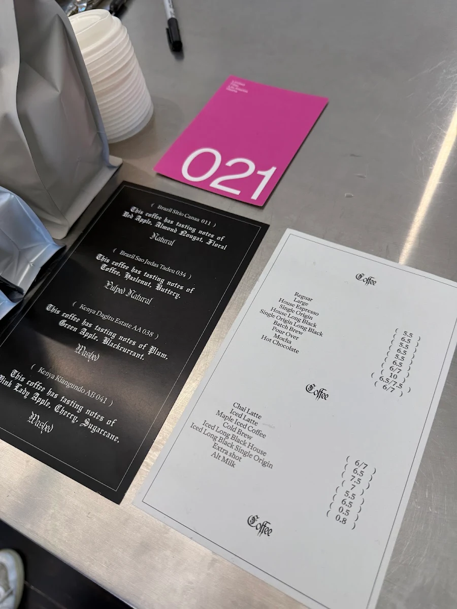 Menu, Skittle Lane Bondi