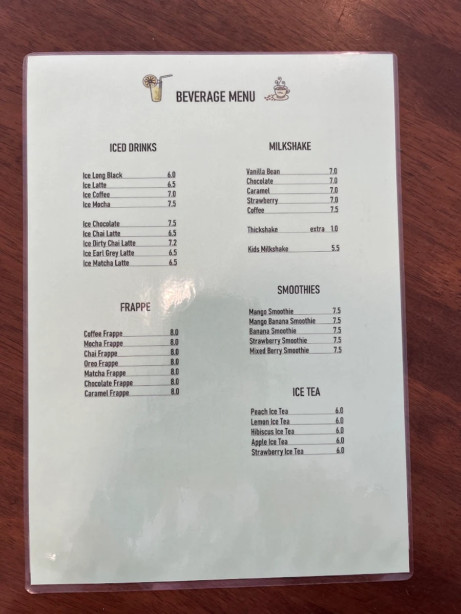 Menu, Cafe Divine