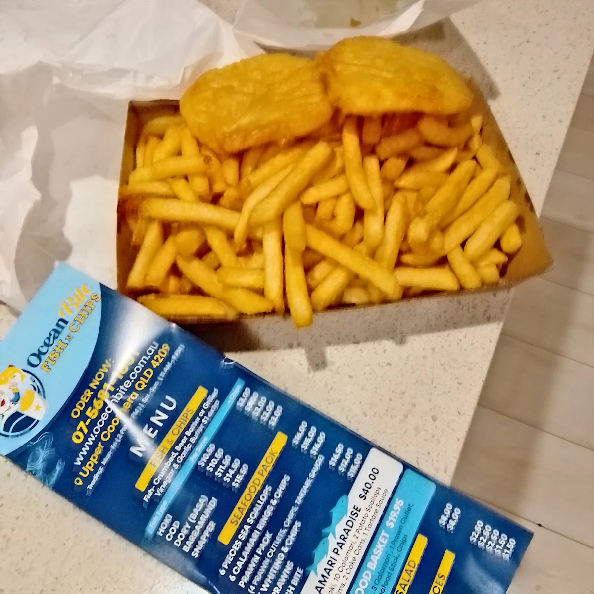 Menu, Ocean Bite Fish n Chips