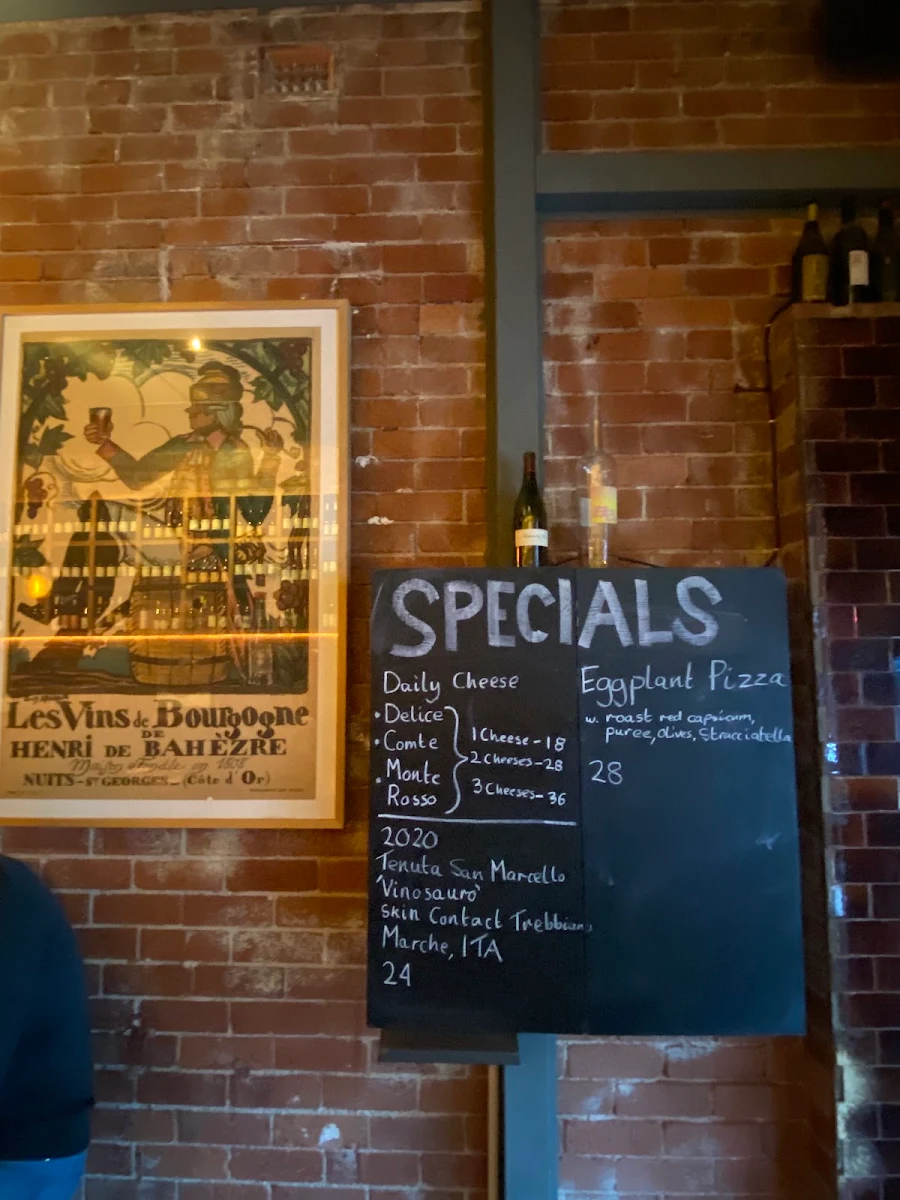 Menu, The Hills Wine Bar