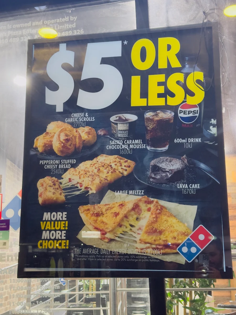 Menu, Domino's Pizza Cronulla