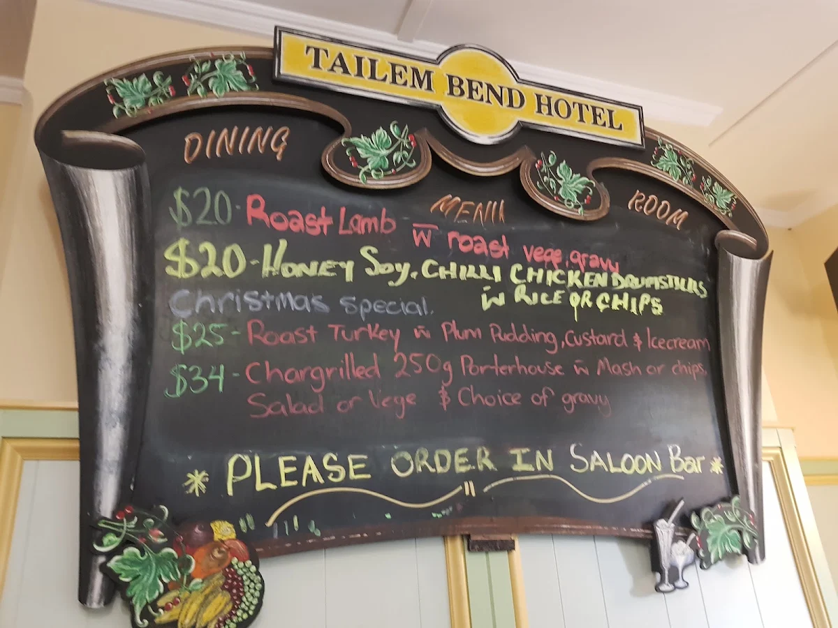 Menu, Tailem Bend Hotel - Liquor Legends
