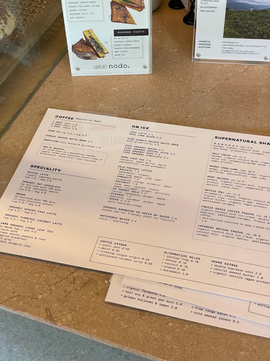 Menu, Nodo South Bank