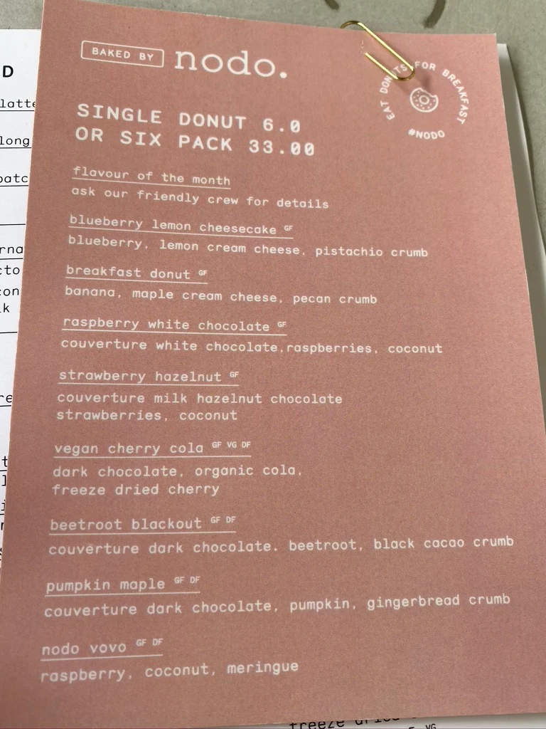 Menu, Nodo South Bank