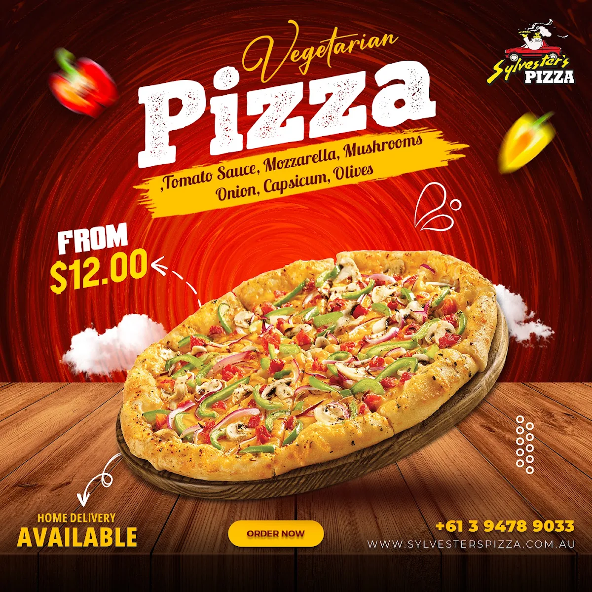 Menu, Sylvester's Pizza