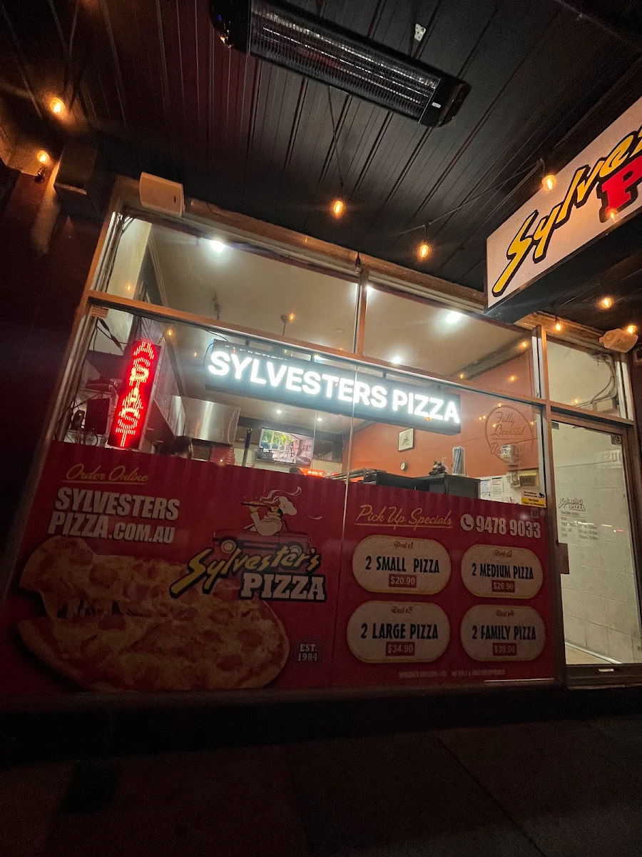 Menu, Sylvester's Pizza