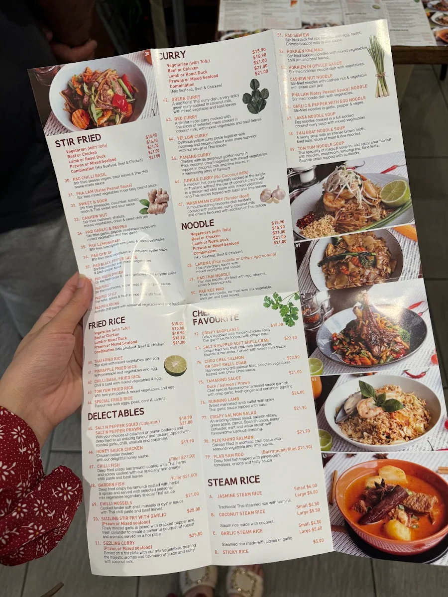 Menu, Enthaicement Thai Restaurant