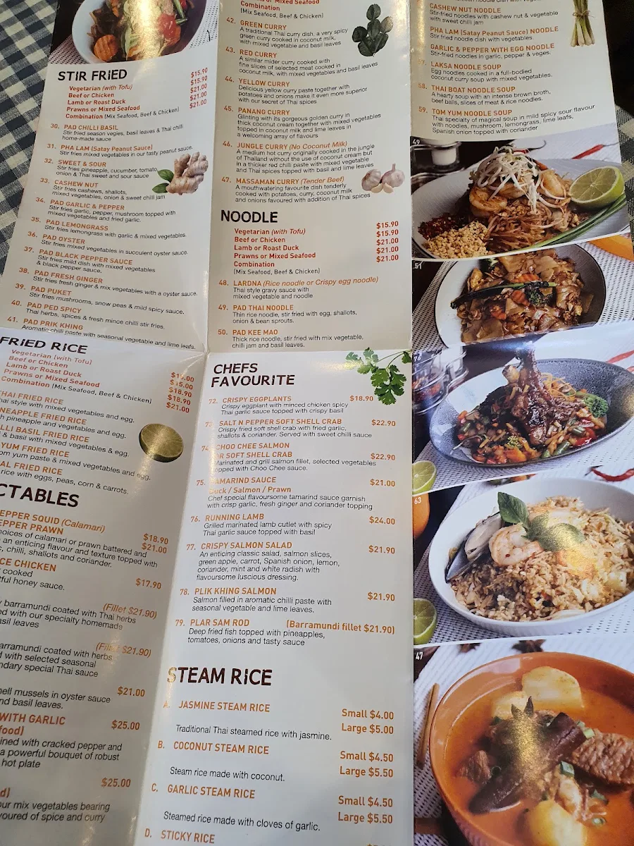 Menu, Enthaicement Thai Restaurant