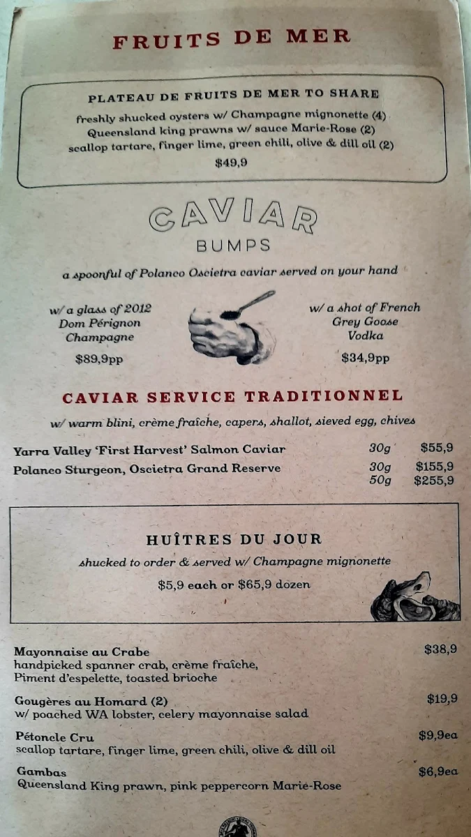 Menu, Entrecôte