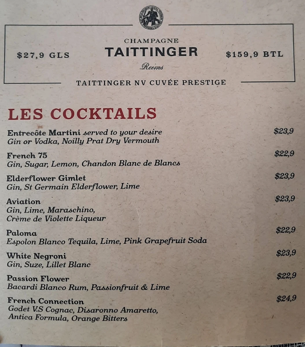Menu, Entrecôte