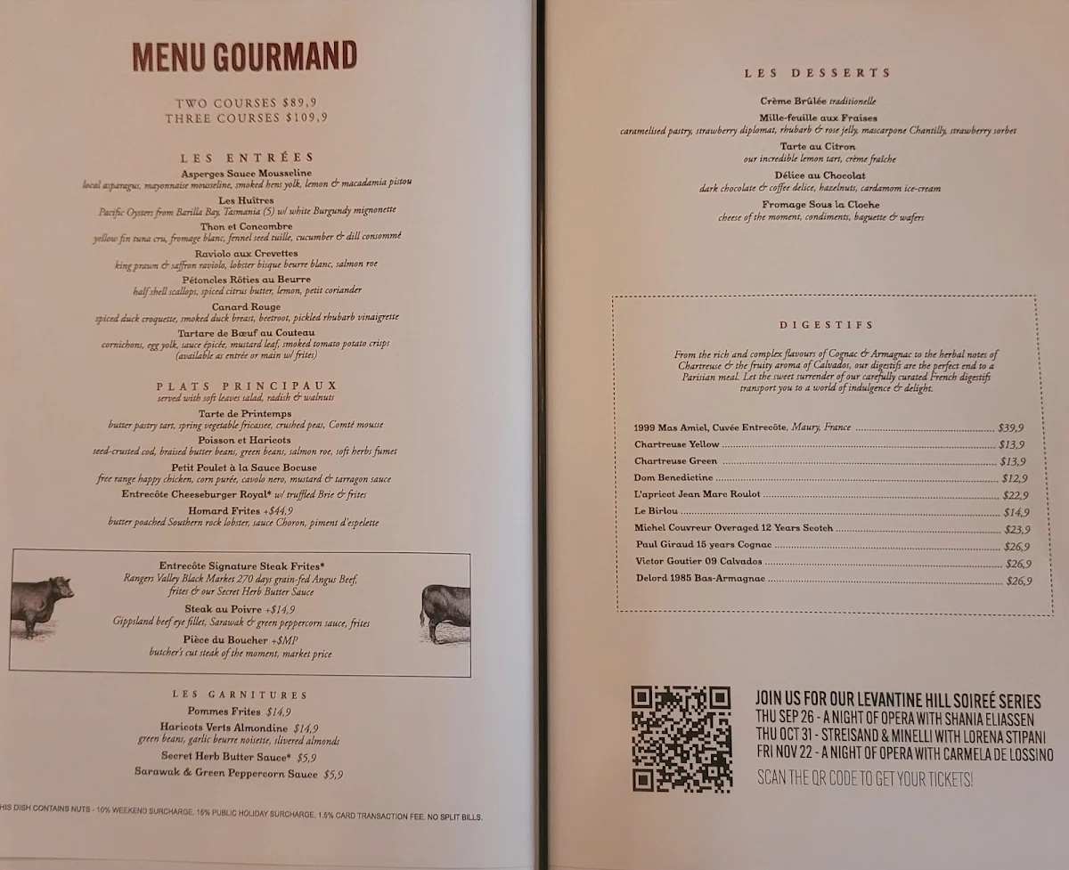Menu, Entrecôte