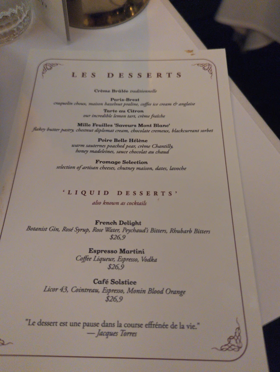Menu, Entrecôte