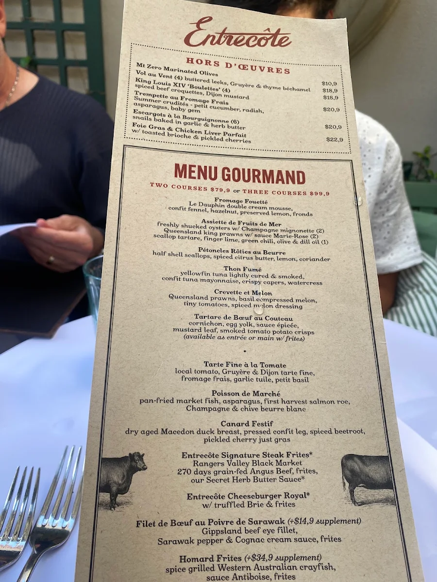 Menu, Entrecôte