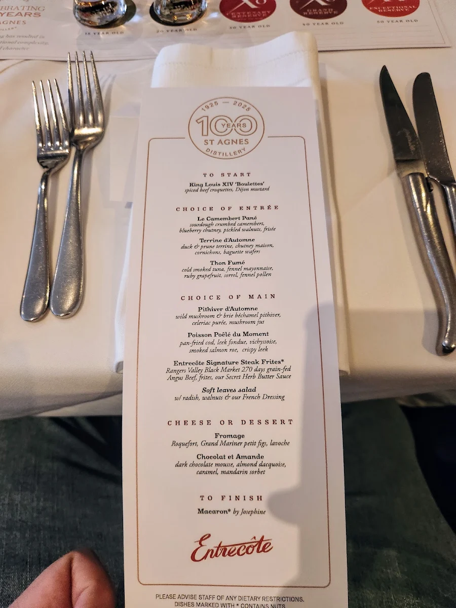 Menu, Entrecôte