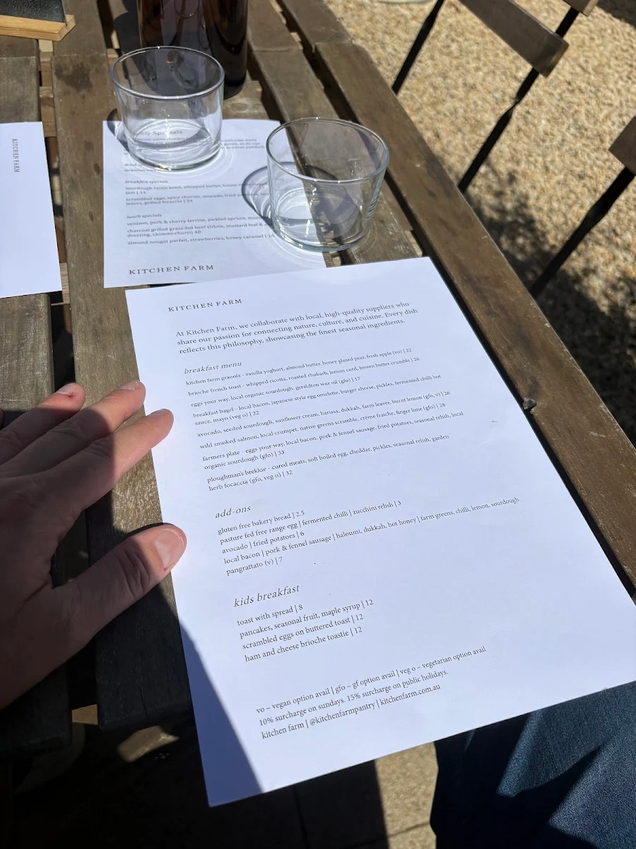 Menu, Kitchen Farm Pantry
