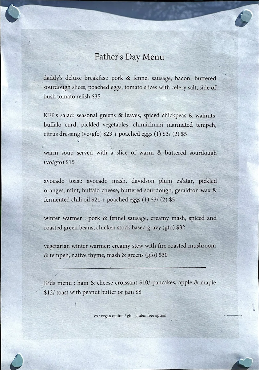 Menu, Kitchen Farm Pantry