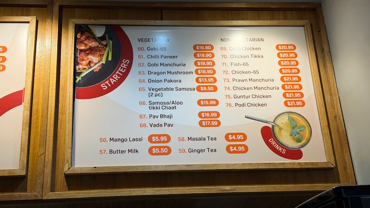 Menu, Chilli India Melbourne Central