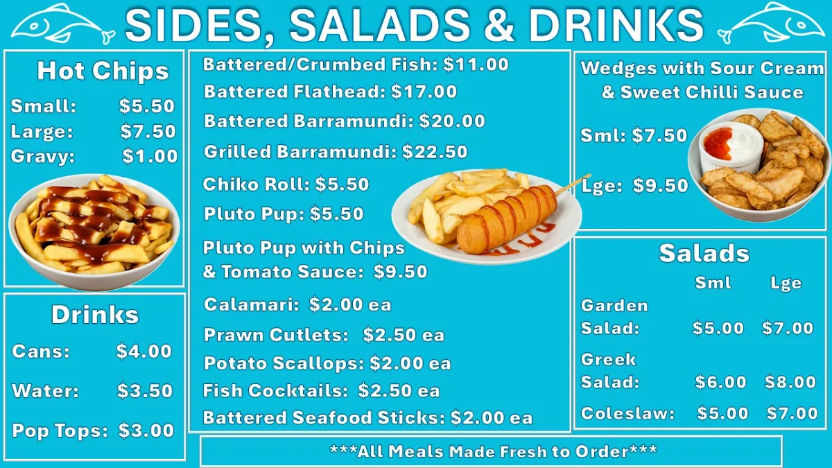 Menu, Simon's Fish & Chips