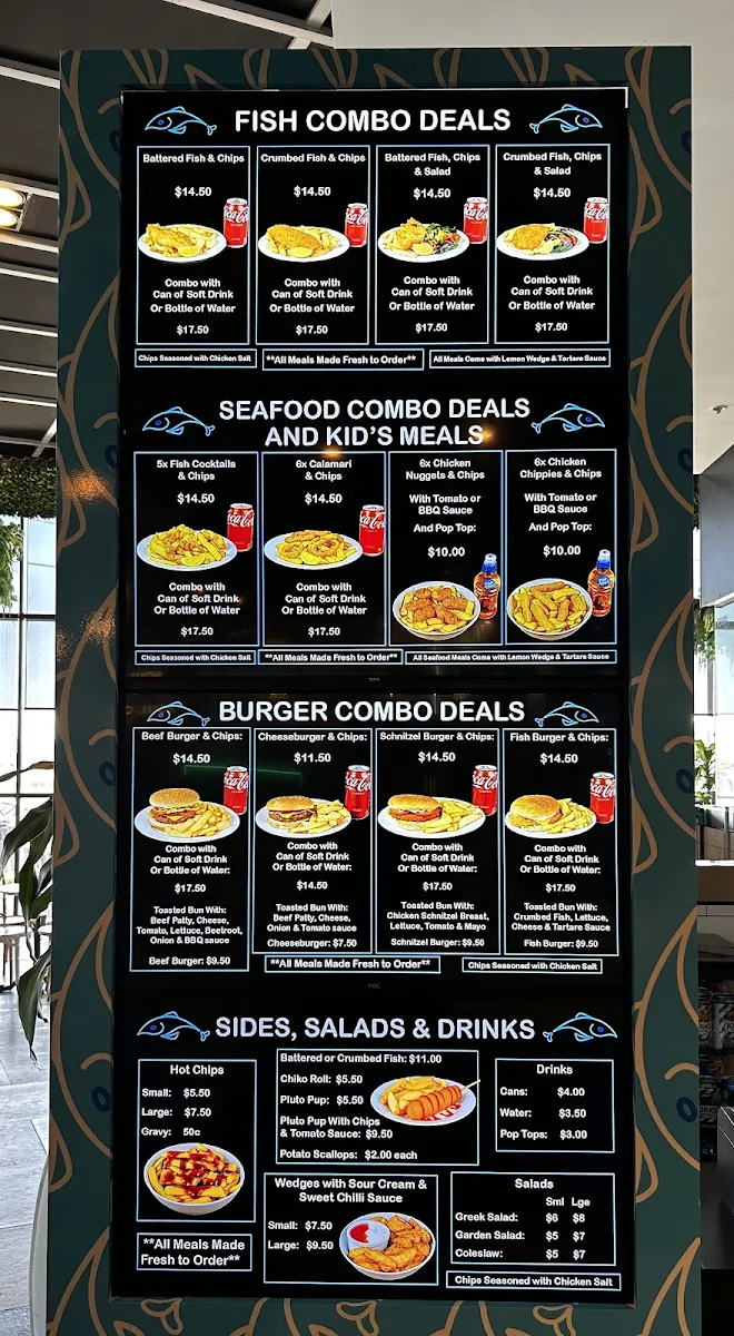 Menu, Simon's Fish & Chips