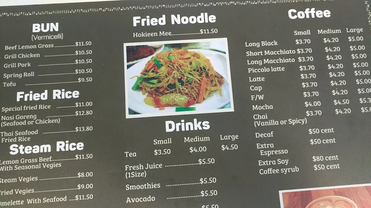 Menu, Pho 121