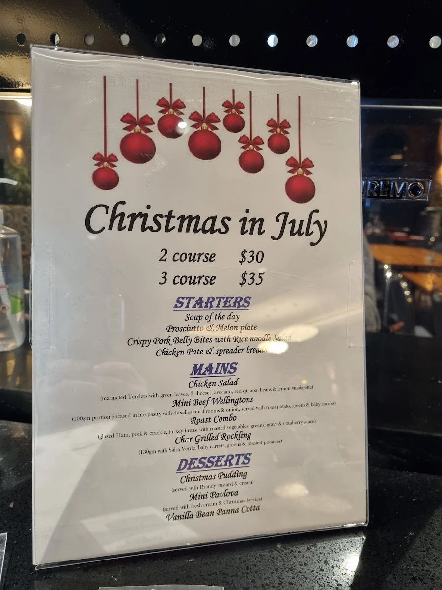 Menu, The Greensborough Hotel