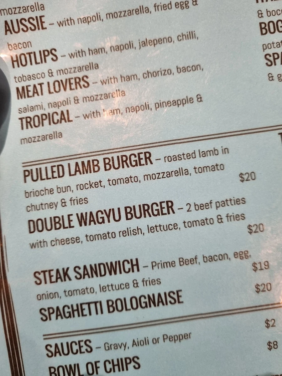 Menu, The Greensborough Hotel