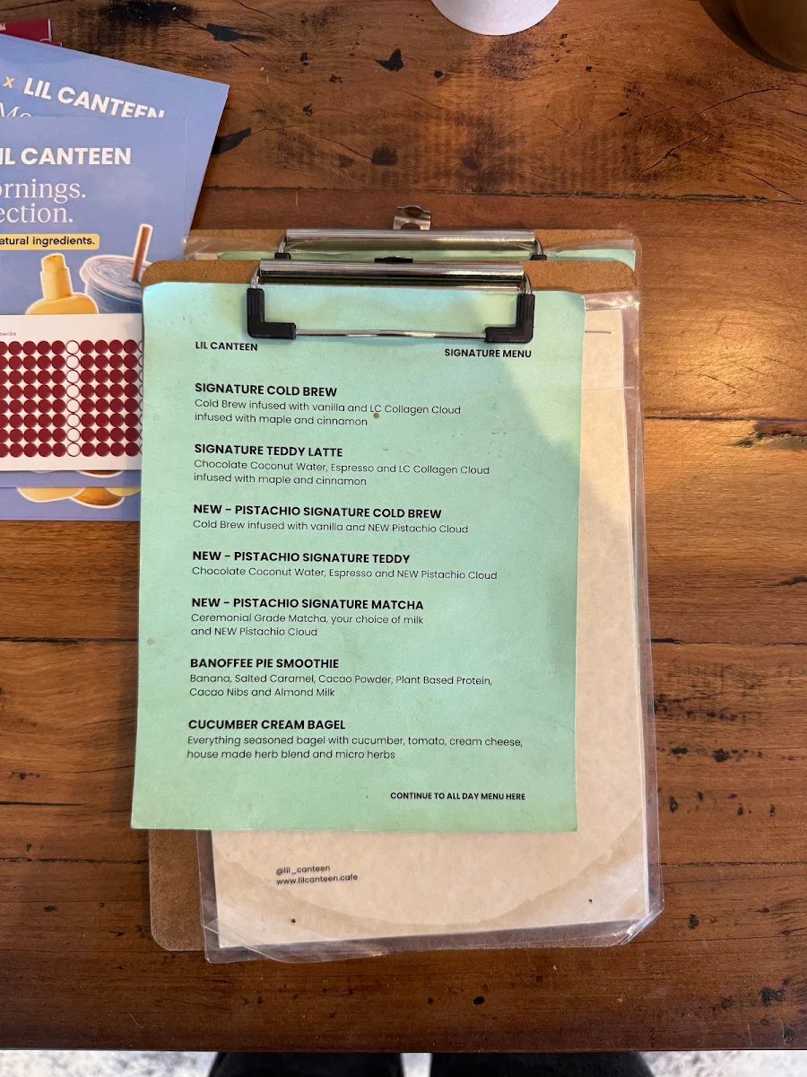 Menu, Lil Canteen Cotton Tree