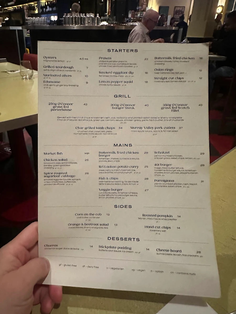 Menu, Natural History Bar & Grill