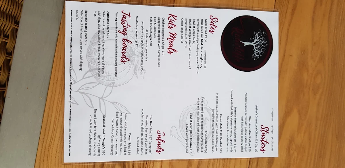 Menu, Redcliffe on The Murray