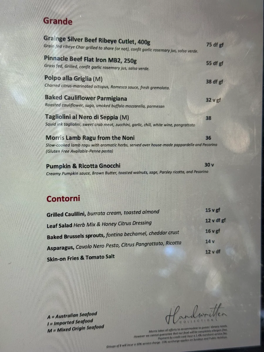 Menu, Bar Morris