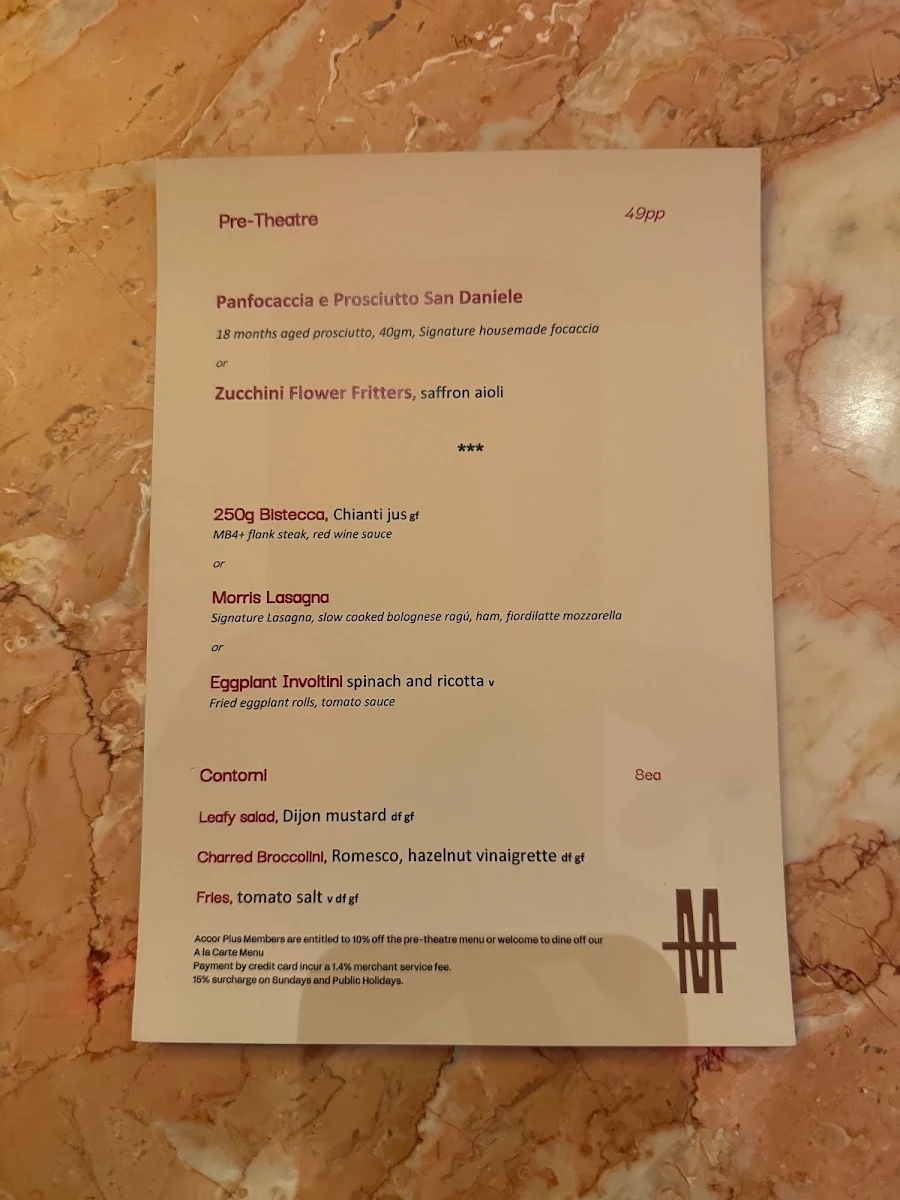 Menu, Bar Morris