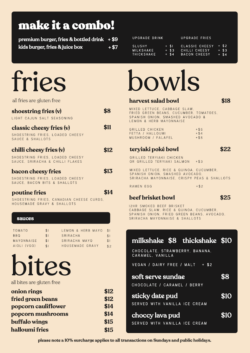 Menu, Coastal Harvest