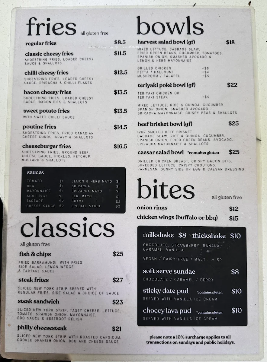 Menu, Coastal Harvest