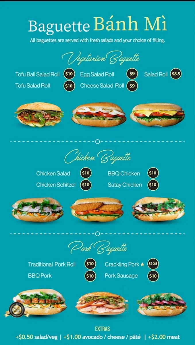 Menu, Le’s Vietnamese Street Food