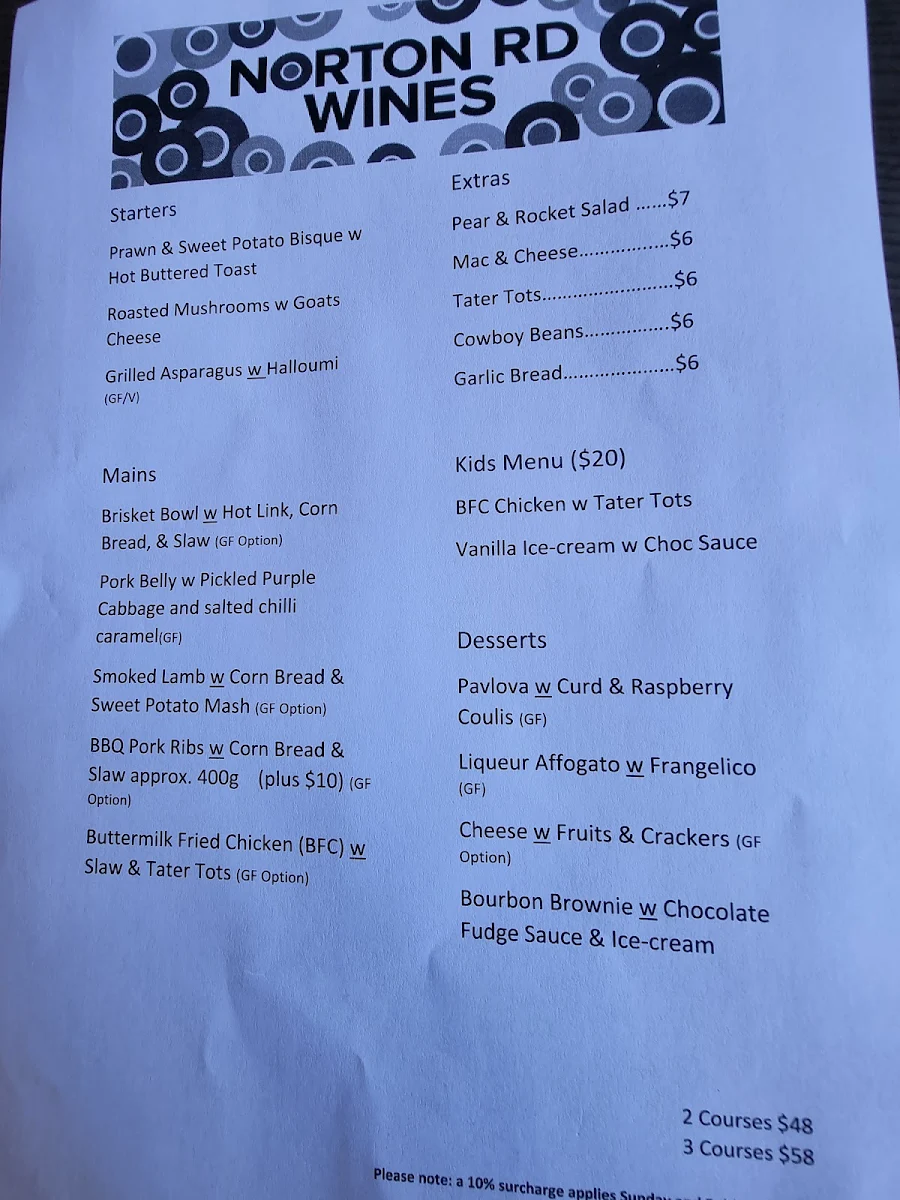 Menu, Biggie's BBQ