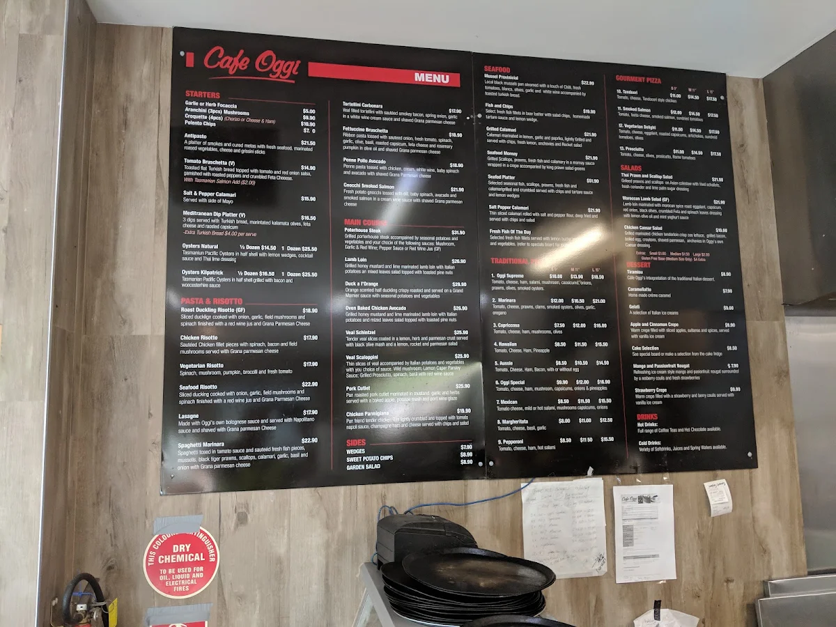 Menu, Cafe Oggi