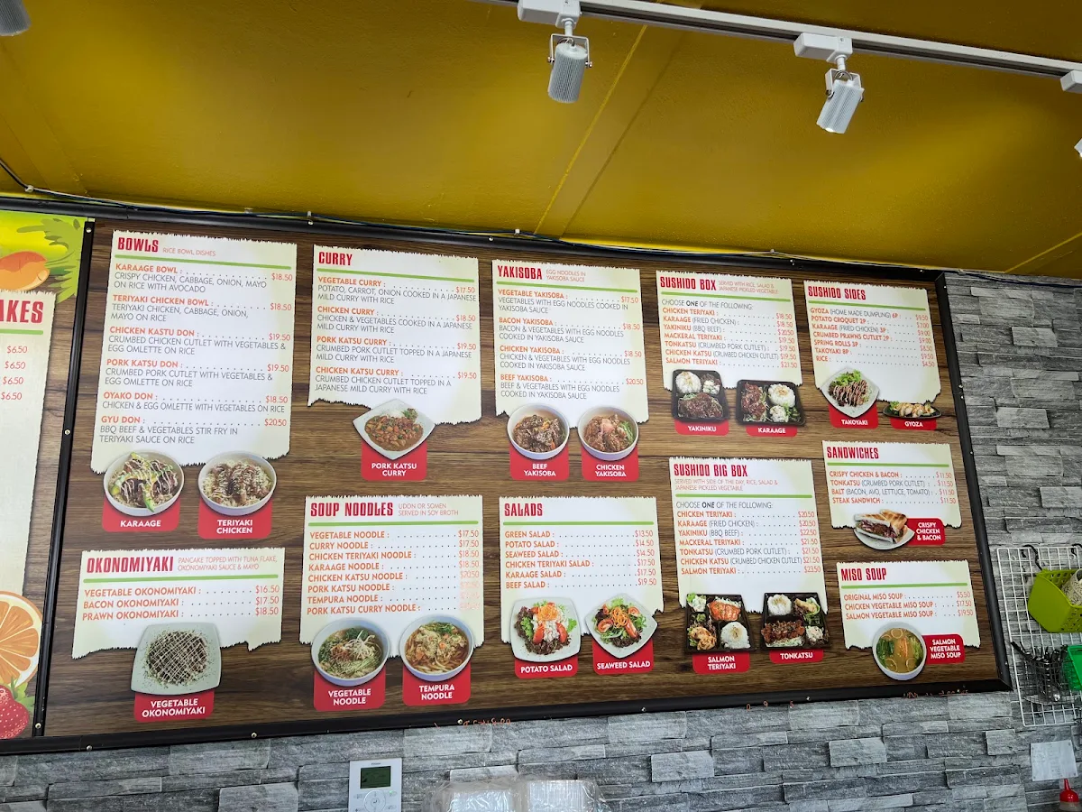 Menu, Sushido Japanese Kitchen/Cafe