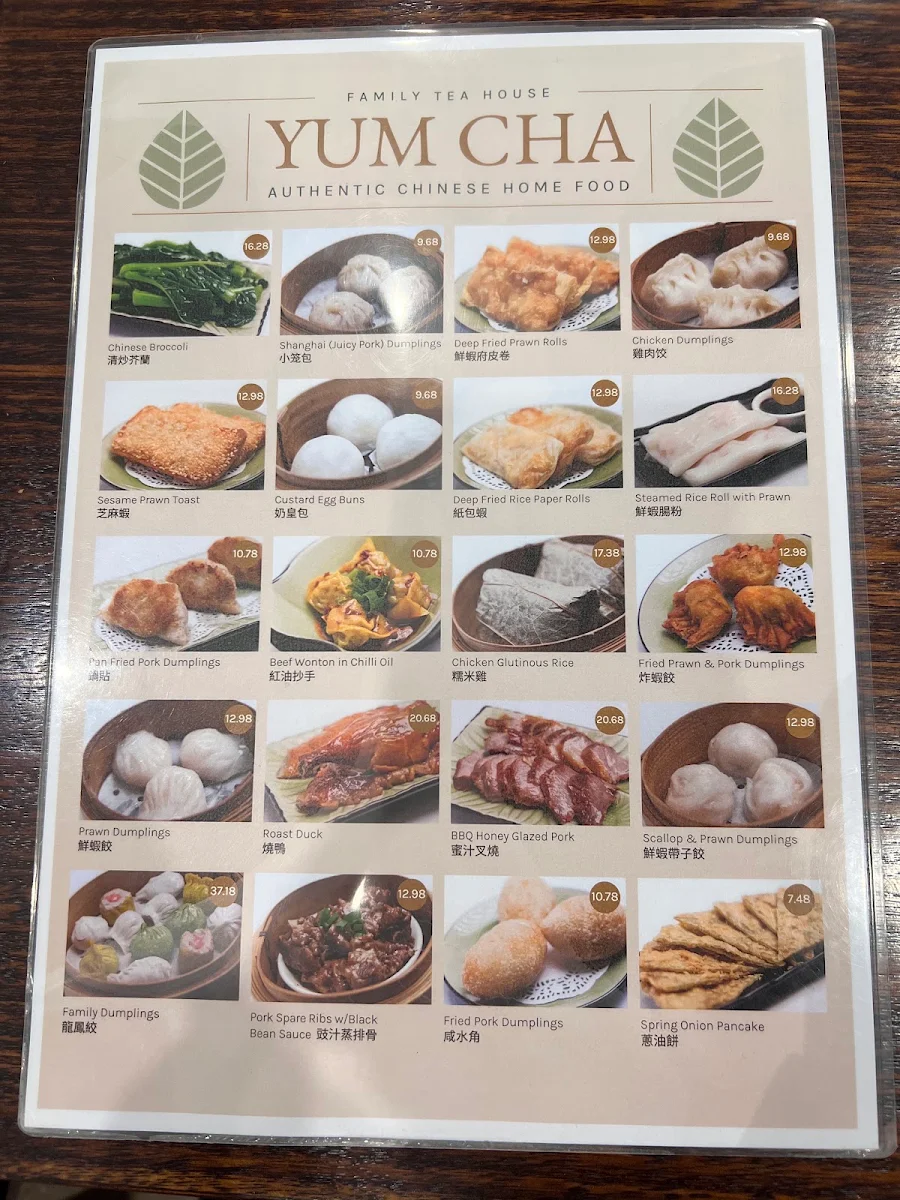 Menu, Family Tea House