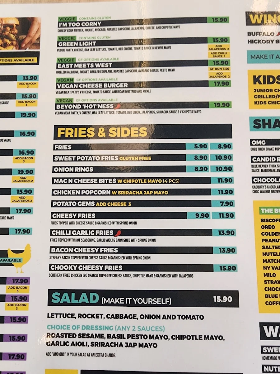 Menu, Burger Road Mernda