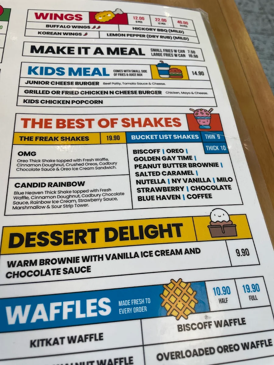 Menu, Burger Road Mernda