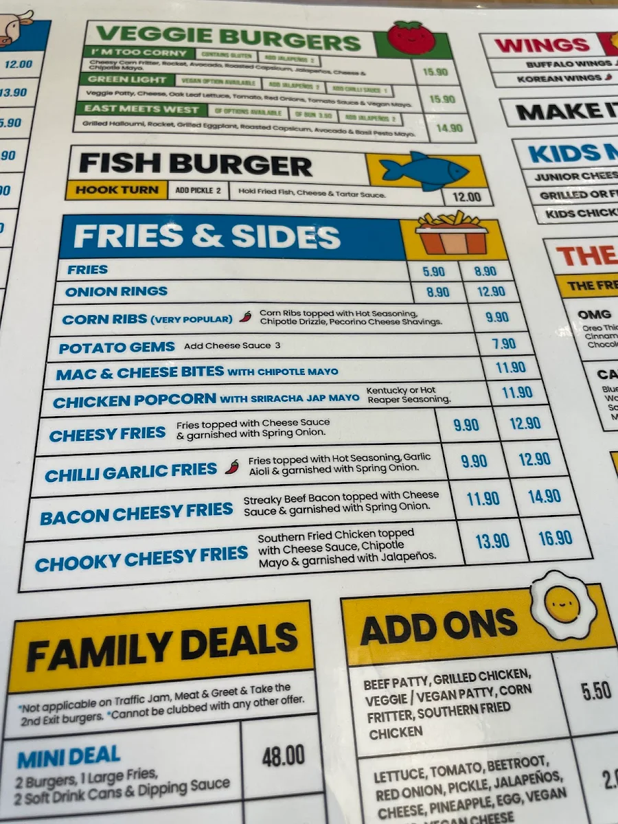 Menu, Burger Road Mernda