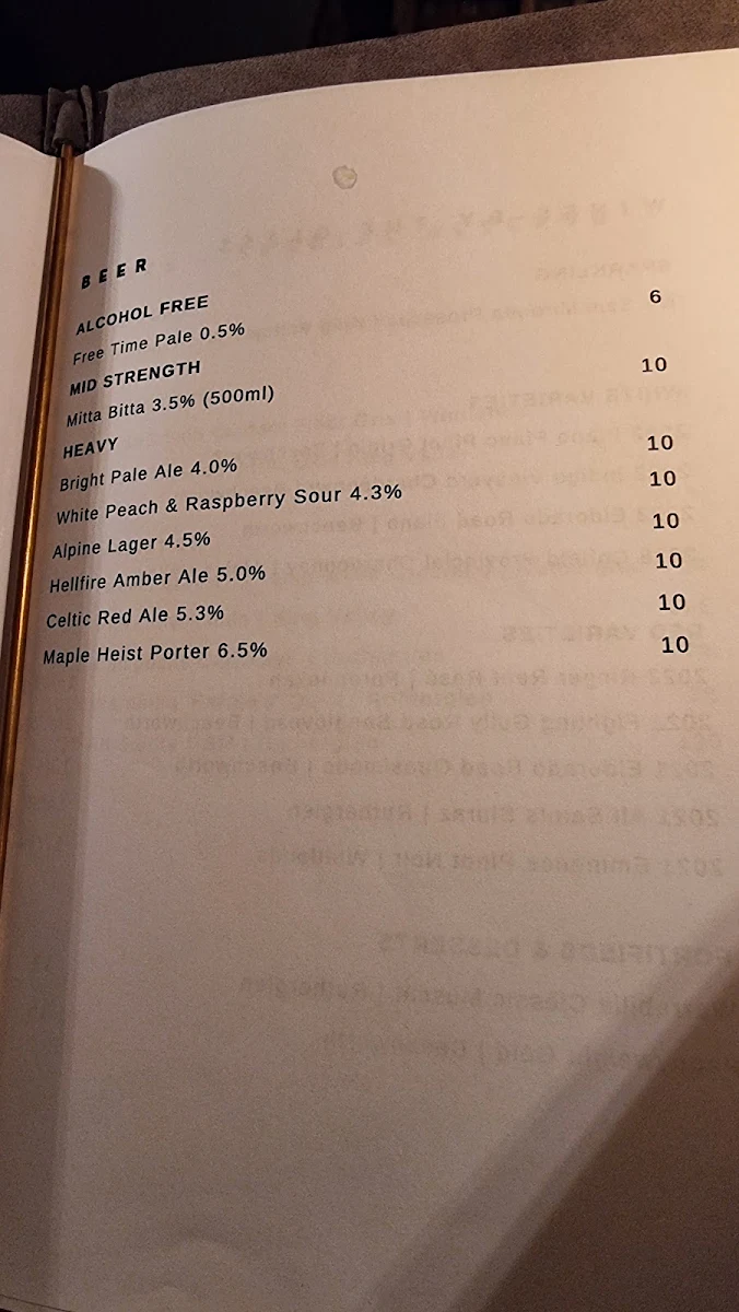 Menu, The Last Supper Club