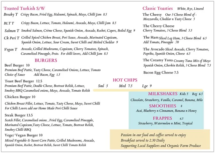 Menu, Toast 2230