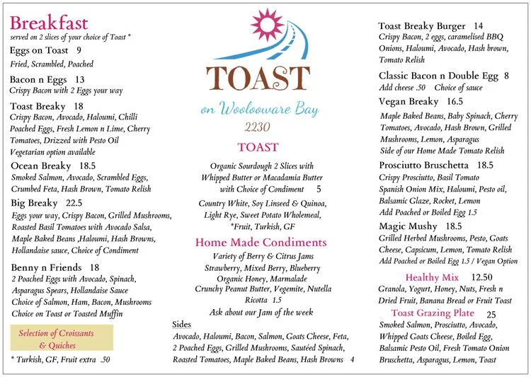 Menu, Toast 2230