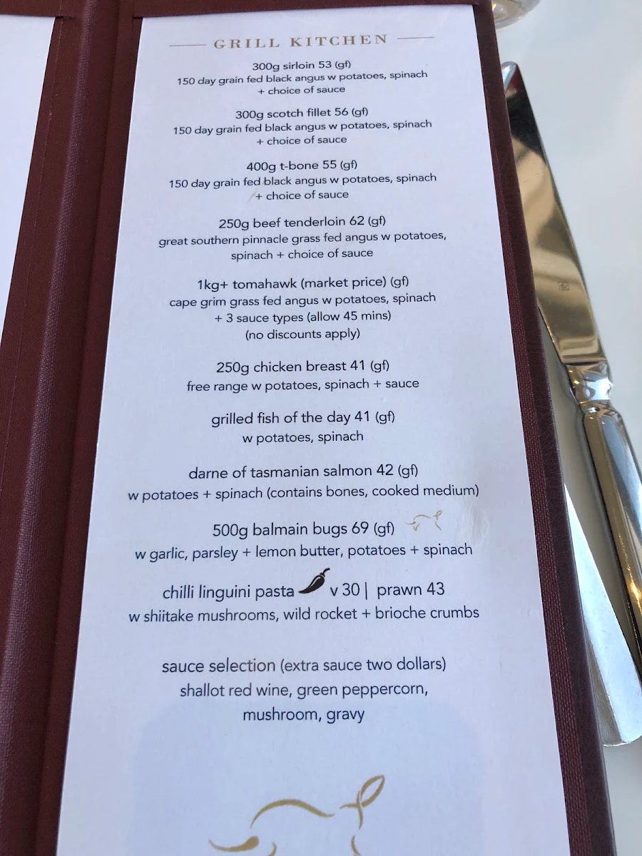 Menu, THE TERNARY RESTAURANT