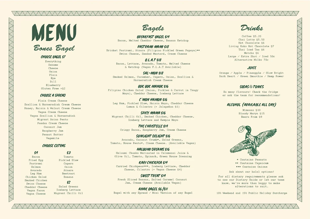 Menu, Migrant Coffee