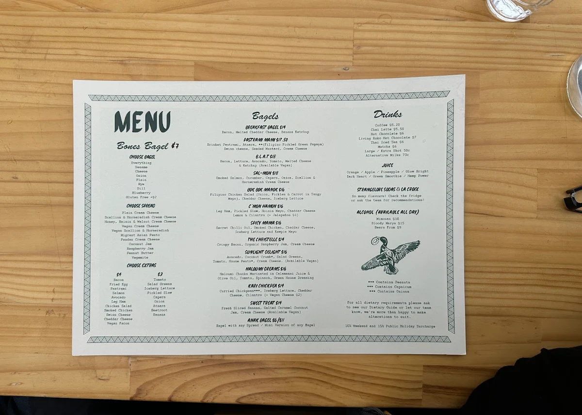Menu, Migrant Coffee
