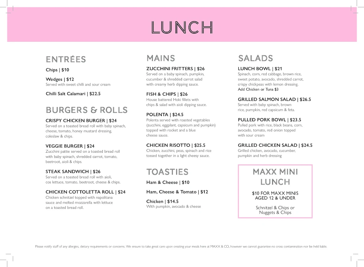 Menu, Maxx & Co